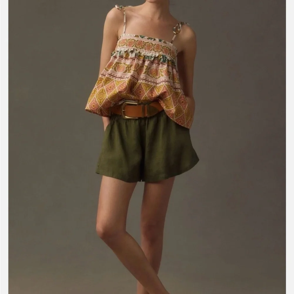 Sarah Hann Anthropologie Multicolor Smocked Tank Top NWOT - Picture 3 of 7